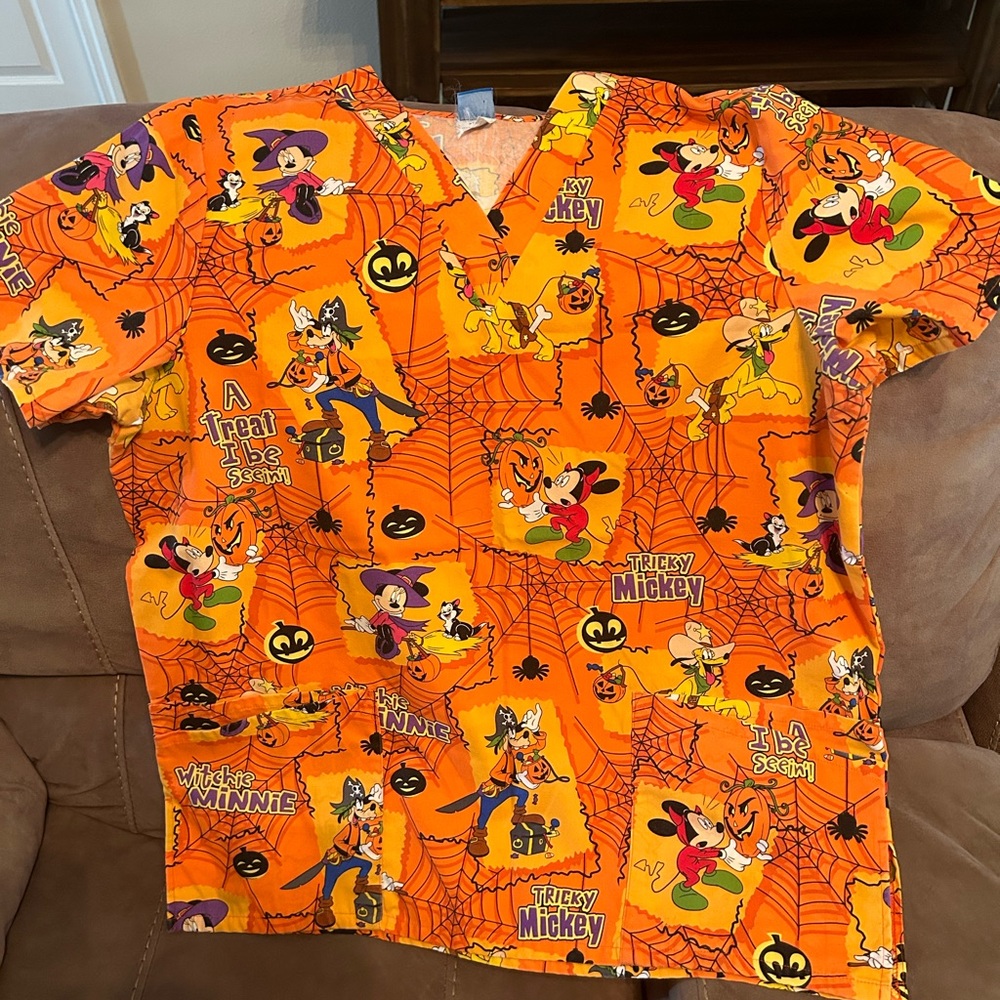 Disney Mickey Halloween scrub top
